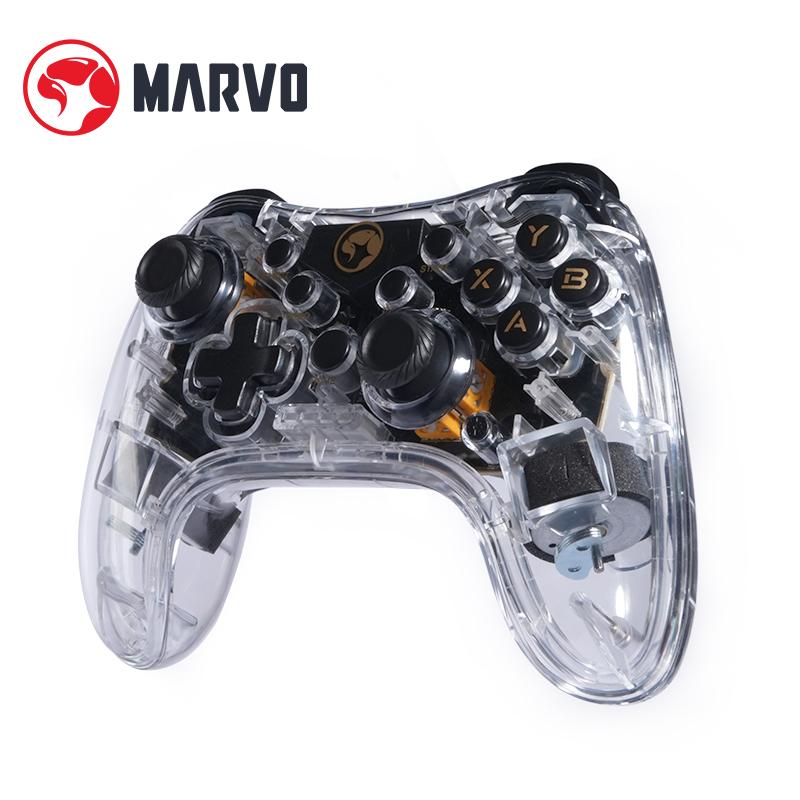 Marvo Game Controller Acrylic RGB Backlit Wired Game Controller Supporting to PC Gaming, Moblie Phone - Boy's Gift for Gamer