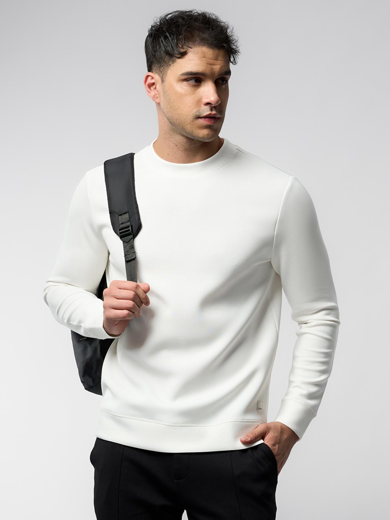 Fioboc Men's Modal Crewneck Sweatshirt - Long Sleeve Casual Top for Fall Winter, Wrinkle Resistant Soft Comfort SpringStatements
