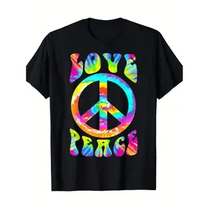 peace sign love 60s 70s tie dye hippie costume t shirt 180 -1 Breathable Fabric