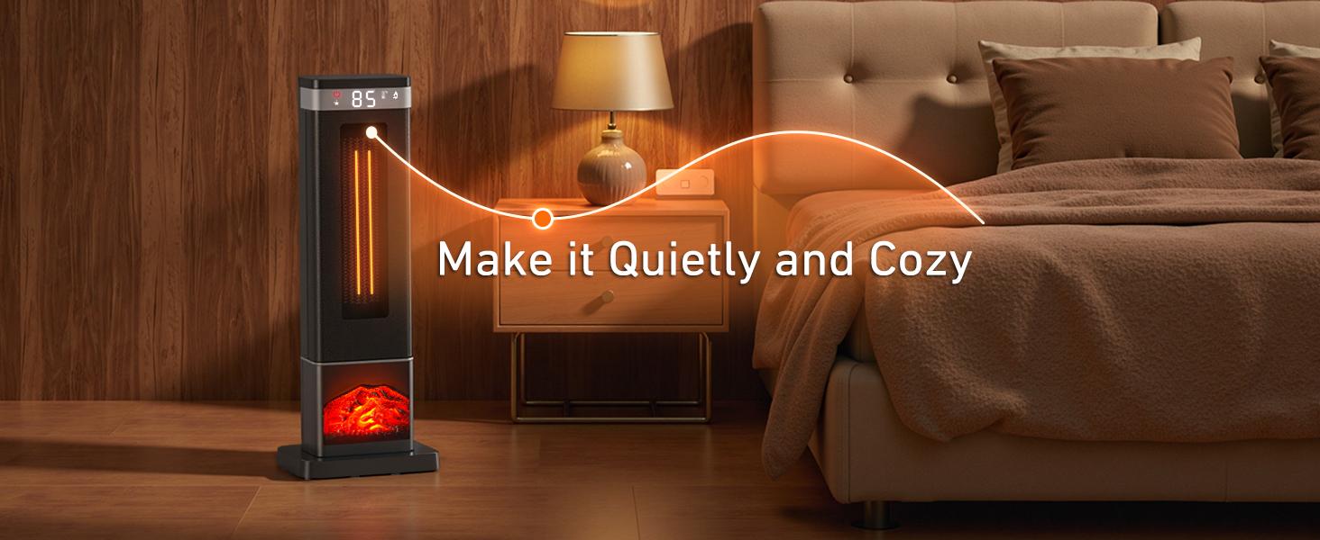 【Clearance】Space Heater for Indoor Use, 24Inch Portable Heater with Remote and Thermostat,7 Light Modes, 70°Oscillation, 12H Timer, Up to 95°F, Tip-over Protection