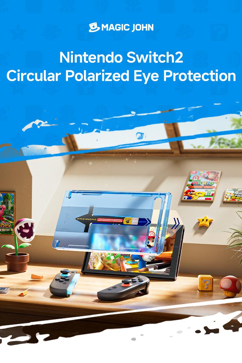 MAGIC JOHN Auto-Alignment OneTouch for Nintendo Switch 2 Screen Protector 7.9'' 2025 Tempered Glass, Accessories, 30 seconds Installation, Bubble Free, Anti-Scratch, Touch Sensitive, Ultra-Clear