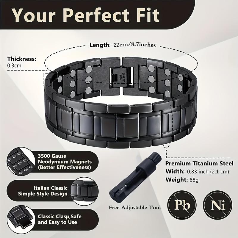 Adjustable 3X Magnetic Men's Set - Bracelet + Ring, Ergonomic Design, Smooth Stainless Steel Surface, Durable & Ideal Father's Day Gift