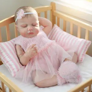 20 Inch Reborn Baby Doll Girl Loulou, Lifelike Sleeping Newborn Doll with Soft Cloth Body, Realistic Reborn Doll with Veins, Complete Gift Set for Kids Age 3+ & Collectors