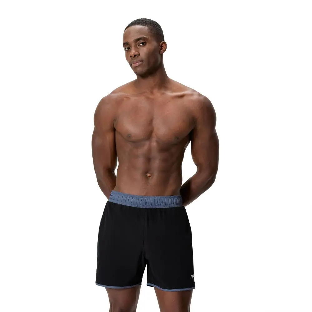 Speedo Men's 5.5" Above-the-Knee Comfort Liner Swim Trunks - Male Sports Swimwear Shorts, 100% Recycled Polyester, Elastic Waistband, Color Block, Zip, 2 Side Pockets