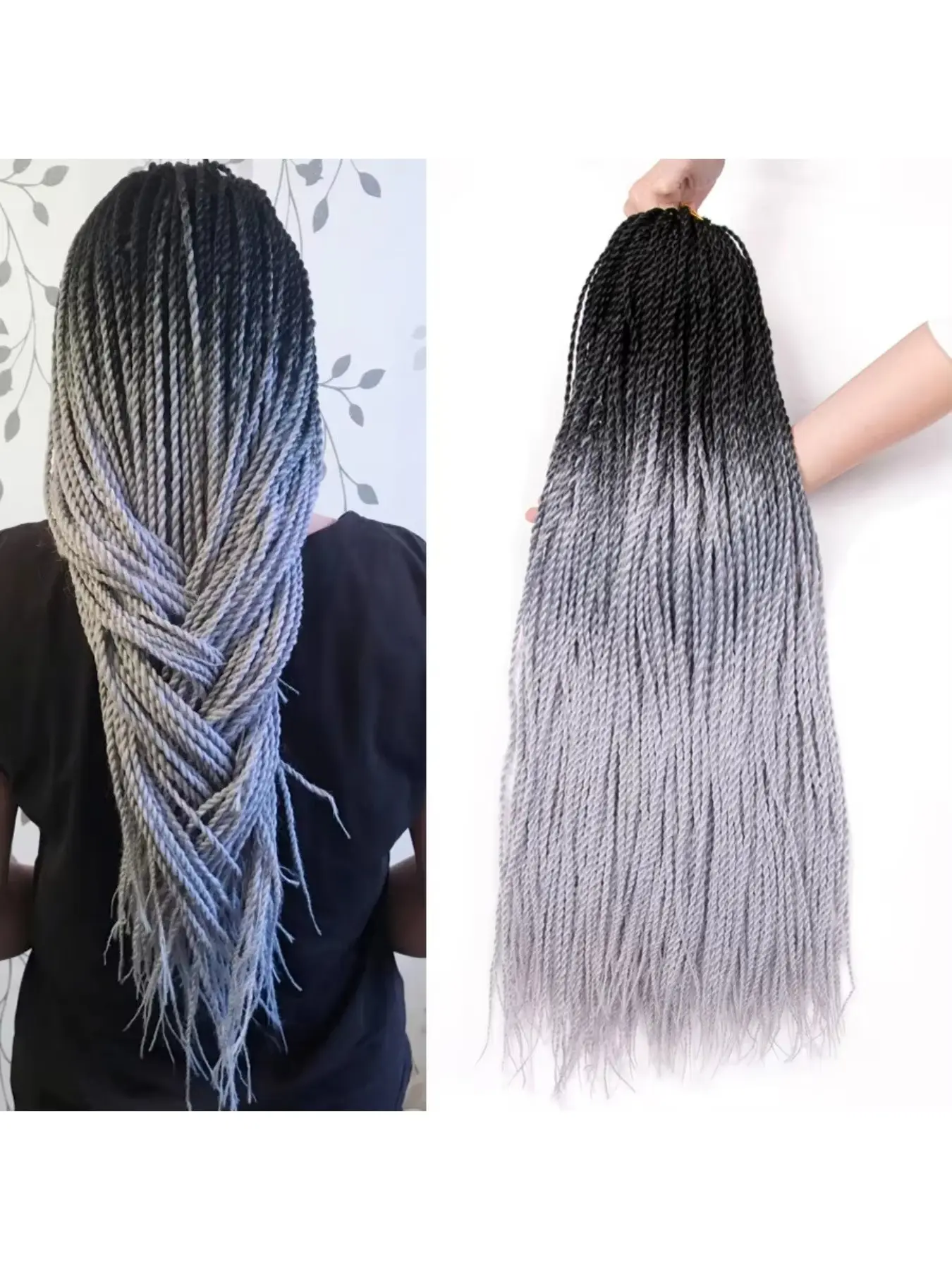24-Inch Ombre Senegalese Twist Crochet Hair Extensions, 30 Strands/Pack - Versatile Synthetic Braiding Hair, synthetic braided hair, Crochet Braids for All Women