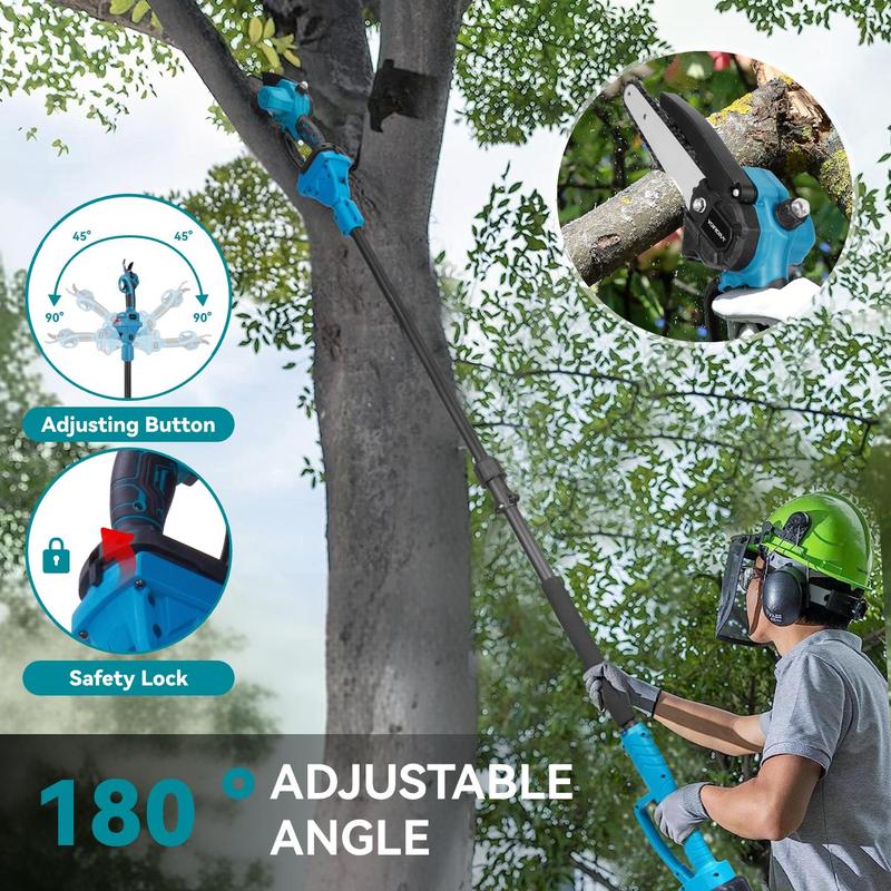Yofidra 2 in 1 Cordless Pole Saw & Mini Chainsawwith 2 Batteries, Power Electric Polesaw for Tree Trimming, Chain Saw with Extension Pole , Limb Branch Cutter Pruner 21V Portable Cutting Adjustable Length Telescopic Rod Outdoorfun