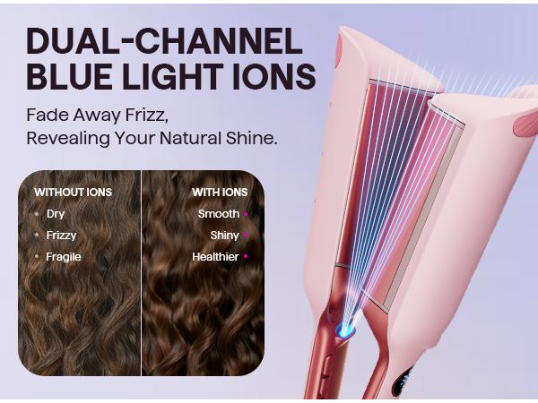 Wavytalk Power Wave Hair Crimper & Curling Wand for Beach Waves with Ionic Technology, Dual Voltage & Lightweight Design, Reducing Frizz & Damage, Perfect for Travel
