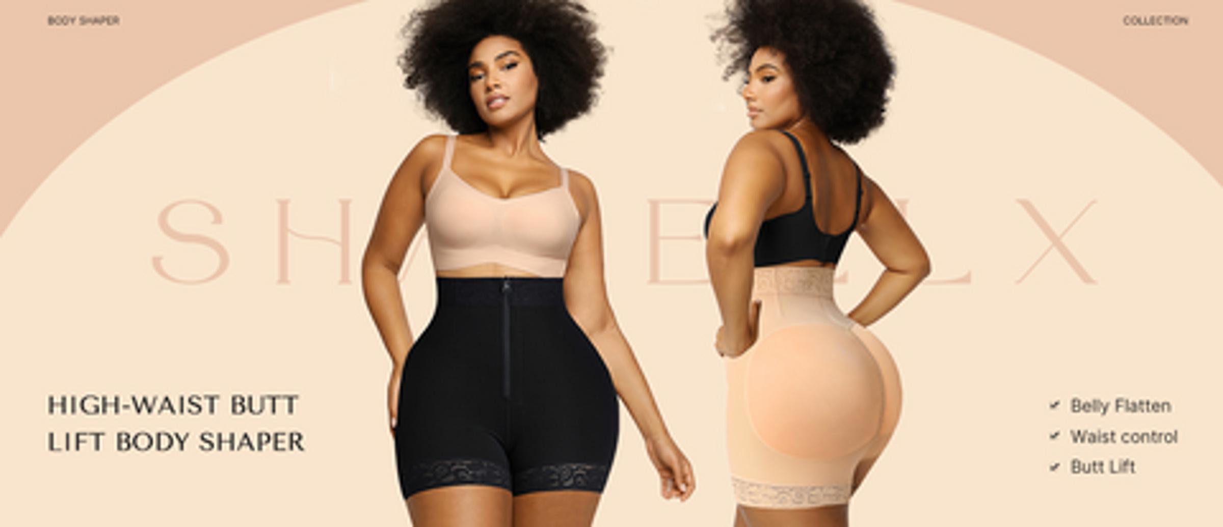 Shapellx  Lace Steel Boned Shorts Butt Enhancer zipper Bodysuit Underwear