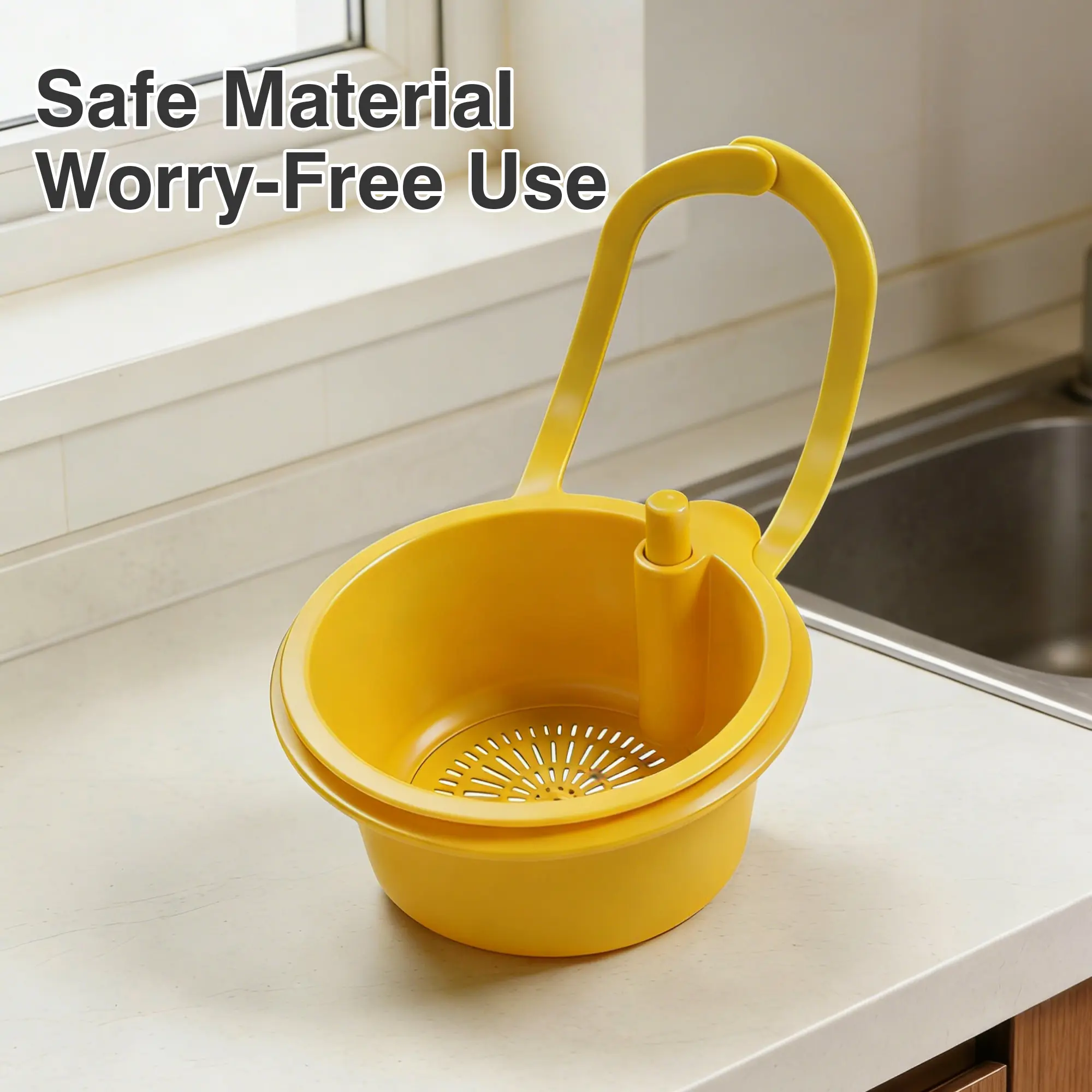 Hanging Kitchen Water Filter Basket (1 Count) - Green or Yellow, Odor-Free Sink Solution, Easy to Clean