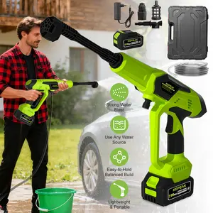21V Cordless Portable High Pressure Power Washer, 200W Efficient Water Cleaner Powered by 13000mAh Large Capacity Battery, Features 6-in-1 Adjustable Nozzle and Foam Dispenser, Perfect for Multi-Purpose Cleaning Tasks Anywhere Anytime
