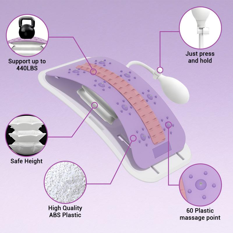 Back Stretcher 3 Level Adjustable Lumbar Back Cracker Board, Back Cracking Device, Back Massager for Scoliosis, Spine Decompression Back Stretching Device