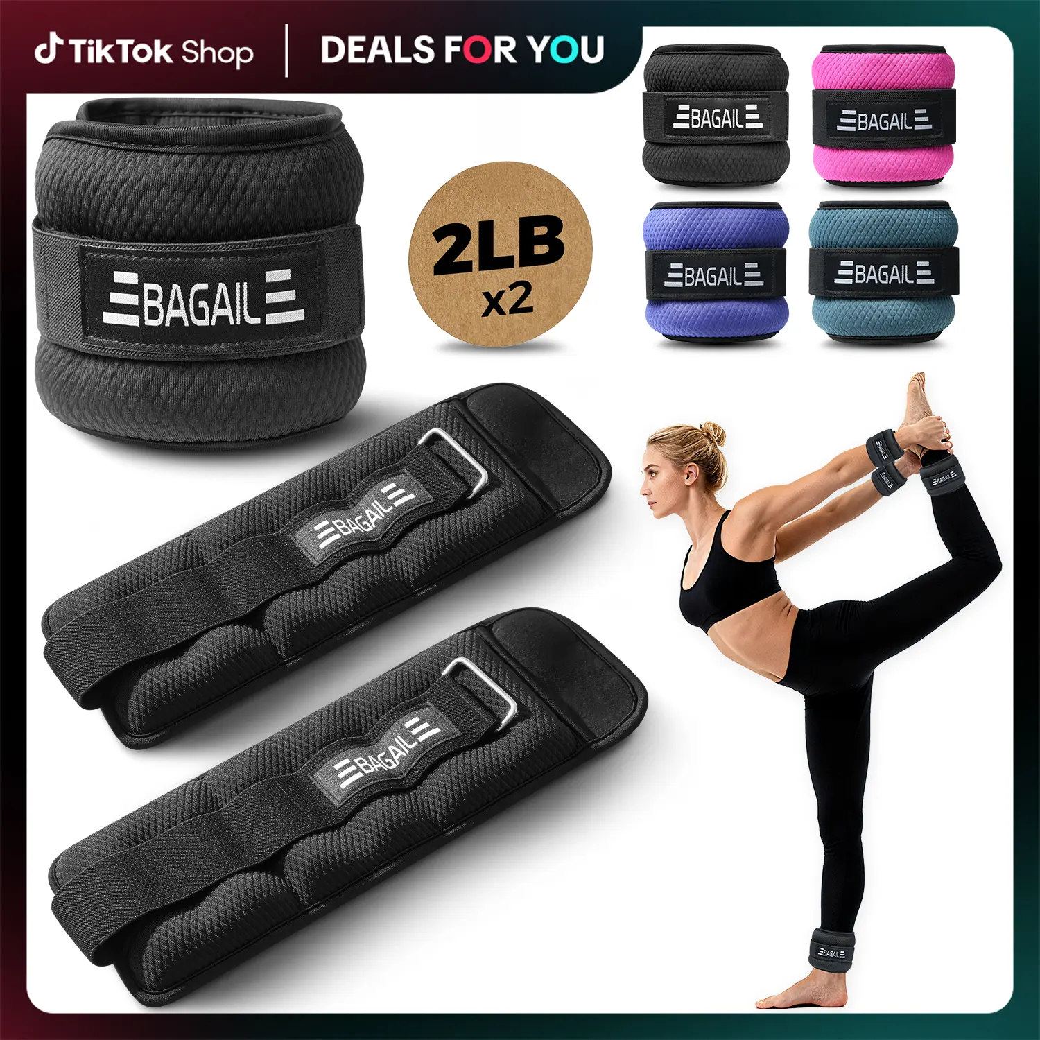 【BackToSchool】BAGAIL Ankle and Wrist Weights for Women & Men, 1 Pair 1/2/4/6/8/10 LBS Leg Weight with Sleek Design & Secure Fit, Arm Weighted Set for Walking, Running, Home Fitness & Physical Therapy outdoorfun Workout Band tiktokshopbacktoschool