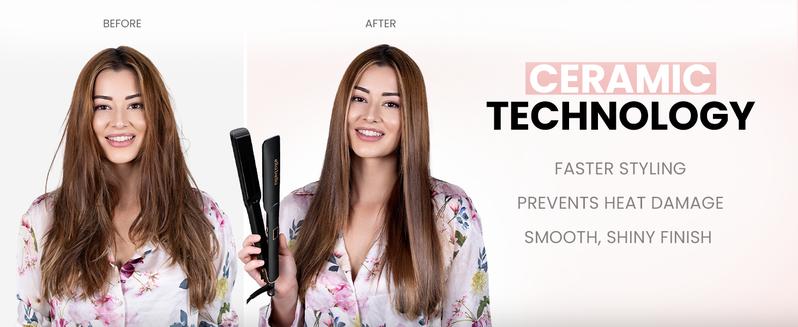 ELLA BELLA® Ceramic Flat Iron Hair Straightener • Professional Straightening Iron • Digital Display to Accurately Control Temperature • As Featured in Good Housekeeping