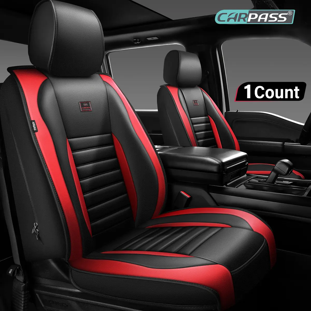 CAR PASS PU Leather Car Seat Cover, Auto Waterproof Seat Covers, Universal Fit for Sedans, SUVs and Trucks, Luxury Seat Protector, Easy to Install