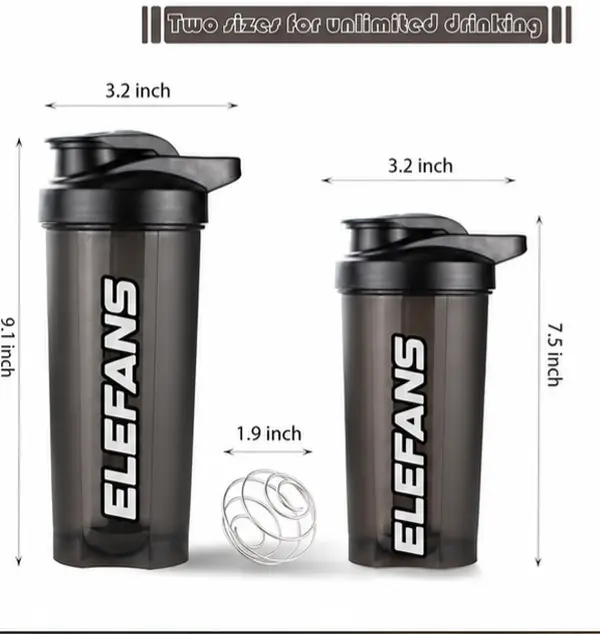ELEFANS Shaker Bottle with Mixing Ball | Leakproof BPA-Free Protein Shaker Cup for Protein Shakes, Pre Workout & Supplements