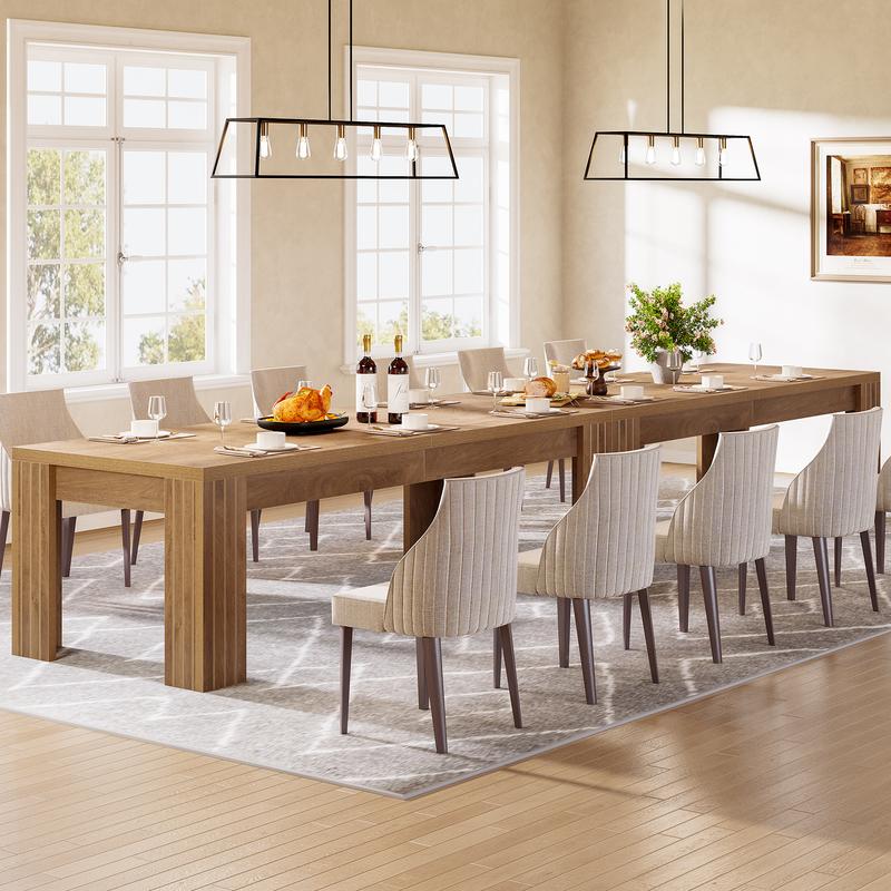 LITTLE TREE  78.7-Inch Large Dining Table for 6-8, Rectangle Farmhouse Kitchen Table with Heavy Duty Legs for Kitchen & Dining & Living Room (Natural)