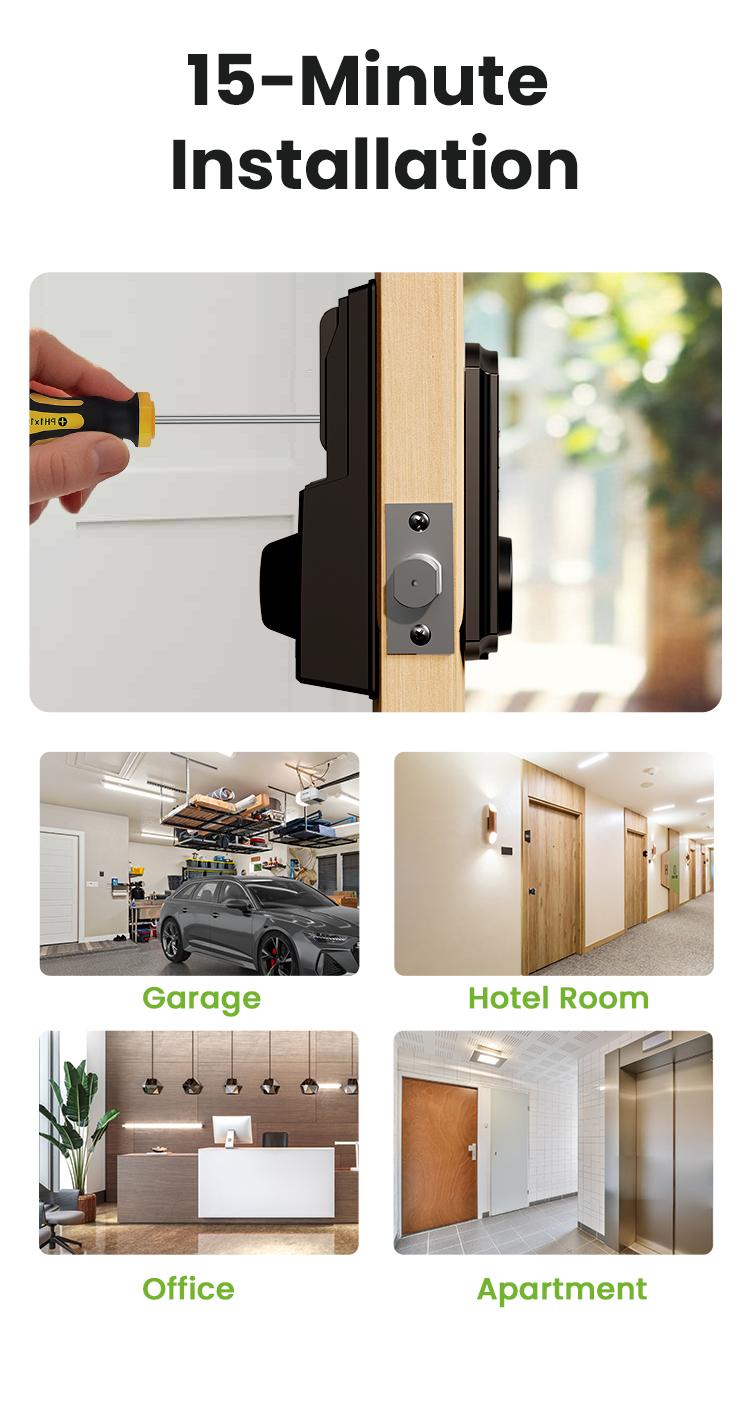 GHome Smart Fingerprint Door Lock, 4-in-1 Keyless Entry Deadbolt, App-Assisted Control, 6-Month Battery Life  KD30