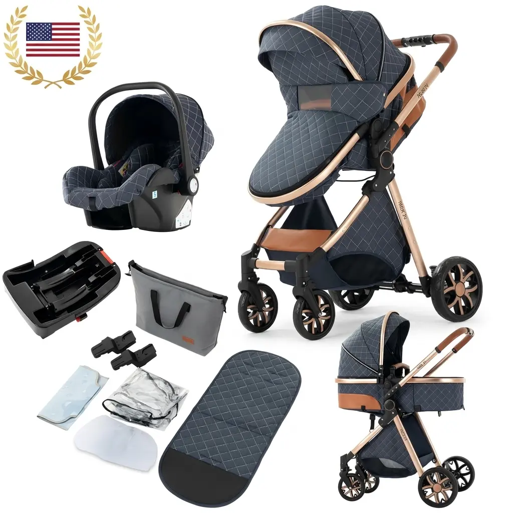 Aluminum Wagon Stroller, 4-in-1 Convertible Travel System with Reversible Bassinet, Adjustable Canopy and 1-Hand Fold for Unisex Newborn to Toddler, Anti-Rollover And Bassinet Strollers, Forward Facing And Bassinet Strollers