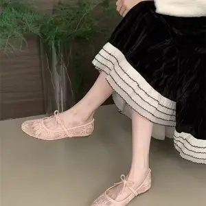 Women's Embroidered Mesh Ballet Flats, Elegant Square-Toe Flat Shoes for Parties and Daily Wear, Lightweight Breathable Comfortable Footwear for Women & Girls
