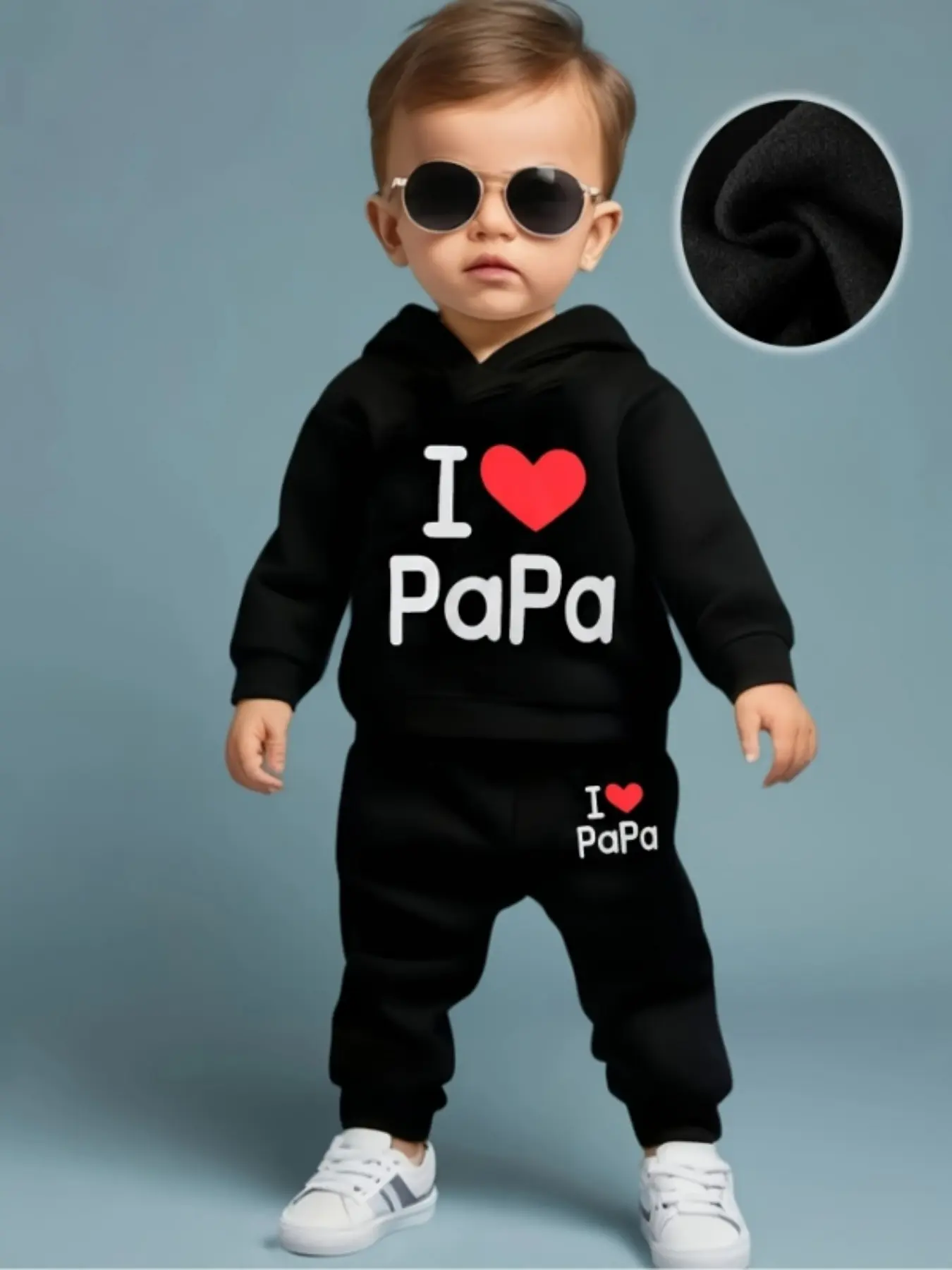Spring & Autumn Letter Print Casual Two-Piece Set, Hooded Fleece Long Sleeve Sweatshirt & Pants Set, Cozy Toddler Outfit for Baby Boys & Girls
