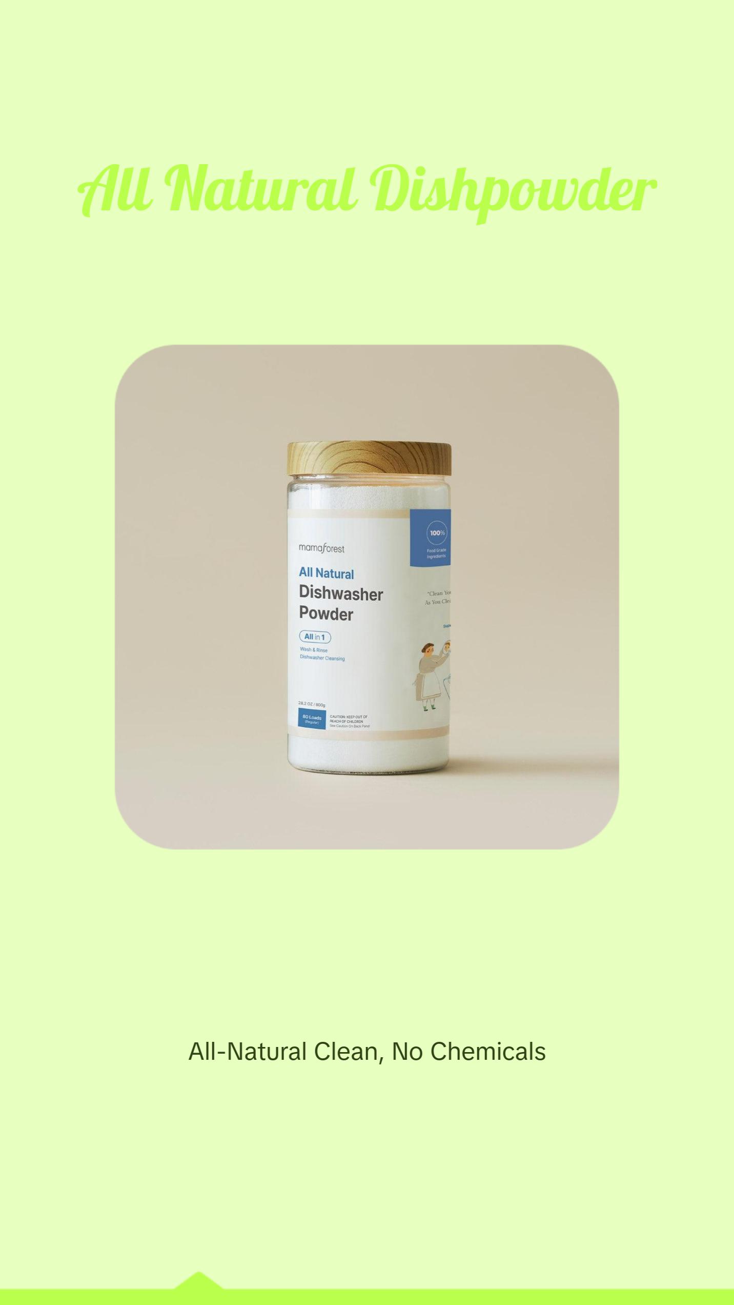 Powder Dishwasher Detergent, All Natural Dishwash Powder