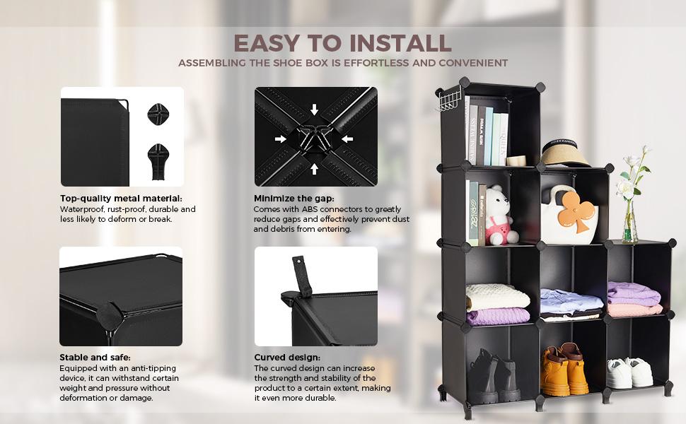 Kitexpert Shoe Storage Boxes(12 Pack), Easy-to-Install Sneaker Container, Stackable Shoe Rack, DIY Shoe Container, Sneaker Head