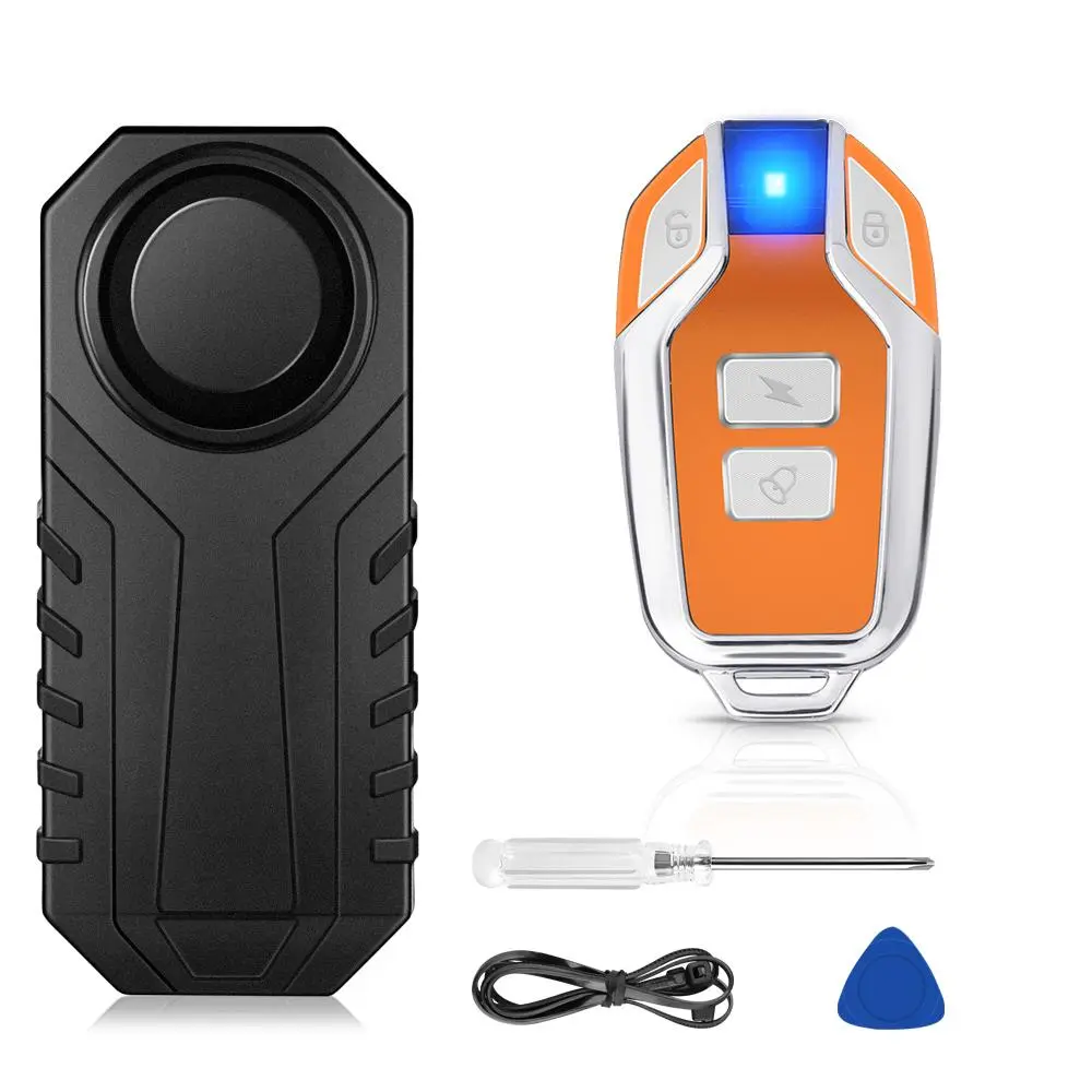 Bike Alarm, Wireless Waterproof Lightweight Motorcycle Electric Bicycle Anti Lost Alarm with Remote, Security Burglar Vibration Detector for Motorcycle Bicycle