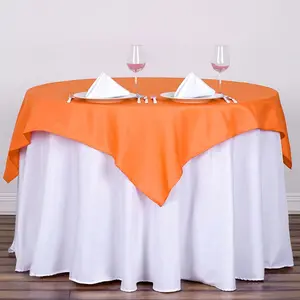 Polyester Square Table Overlay 54"x54" Orange - Wrinkle-Resistant Table Topper