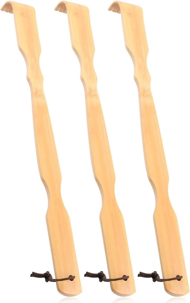 3-Pack Natural Bamboo Back Scratcher Set​ – Traditional Body Care Tool, Gentle on Skin, Multi-Point Massage Heads, Red String for Hanging, Handy for Reaching Hard Spots, Natural Material, Practical Daily Helper, Thoughtful Gift Idea