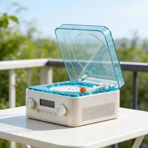 KAWOO Sea Waves CD Player,with 8 Natural Sounds,3 Adjustable Light and Time Display, Support Wireless 6.0,  Music Album Player, Optical Disc Player, Water Ripple Sound Speaker, for CD/Album Play, Help Sleeping, Outdoor Camping, Holiday Gift