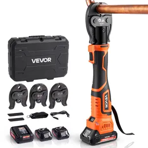 VEVOR ProPress Tool Kit, 18V Electric Pipe Crimping Tool for 1/2", 3/4", 1" Copper Tubes, Pro Press Copper Crimper Tool with 3 VUS Press Jaws, Fast Charger & Carrying Case