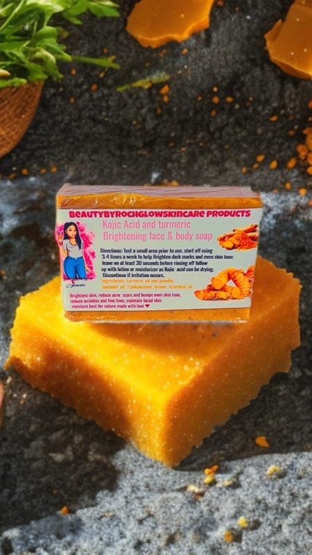 Beautybyrochglow Skincare Brightening Face & Body Soap - Kojic Acid & Turmeric for Brightening and Skin Repair