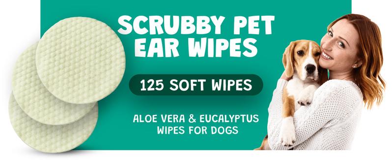 ScrubbyPet Dog Ear Wipes Extra Thick with Aloe & Eucalyptus 125 Count Hypoallergenic Cleaner with Pearl Texture for a Deeper Clean Scrubby Pet - Cleaning ScrubbyPet Dog Ear Wipes Extra Thick with Aloe & Eucalyptus 125 Count Hypoallergenic Cleaner with Pearl Texture for a Deeper Clean Scrubby Pet - Cleaning