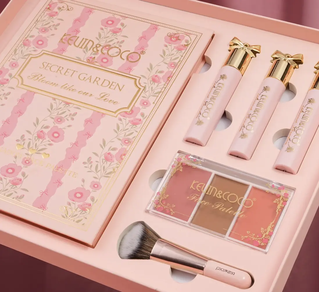 KEVIN&COCO Secret Garden Glow Up Kit, Daily Makeup Palette with Buildable, Skin-Flattering Shades, Includes Eyeshadow, Blush, Bronzer & Lip Gloss, Paraben-Free, For Beginners, Beauty Glow Set, Daily Makeup Kit, Multi-Pack