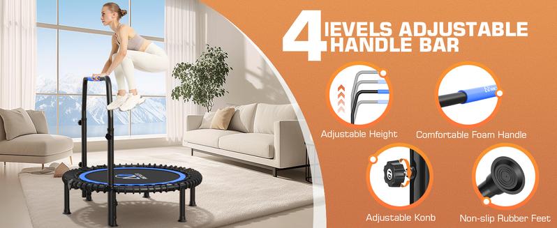 ANCHEER 40" Mini Trampoline for Adults Fitness - Heavy Duty Adjustable Handle Indoor Outdoor Exercise