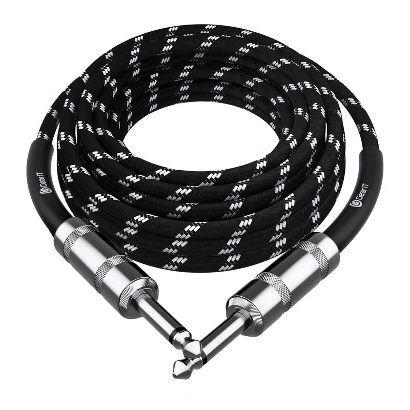 Straight 1/4 Inch Male to Male Guitar Instrument Cable, Black