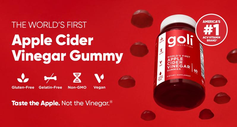 3 Bottles of Goli Apple Cider Vinegar Gummy Vitamins - Vitamin B12, Gelatin-Free, Gluten-Free, Vegan & Non-GMO.
