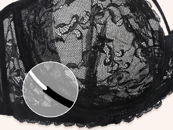 HSIA Pretty In Petals Plus Size Elegant Sheer Mesh Lace Unlined Full Coverage Strappy Underwire Non-Padded Bra with Minimizer Support  Wide Adjustable Straps for Women's Everyday Lingerie