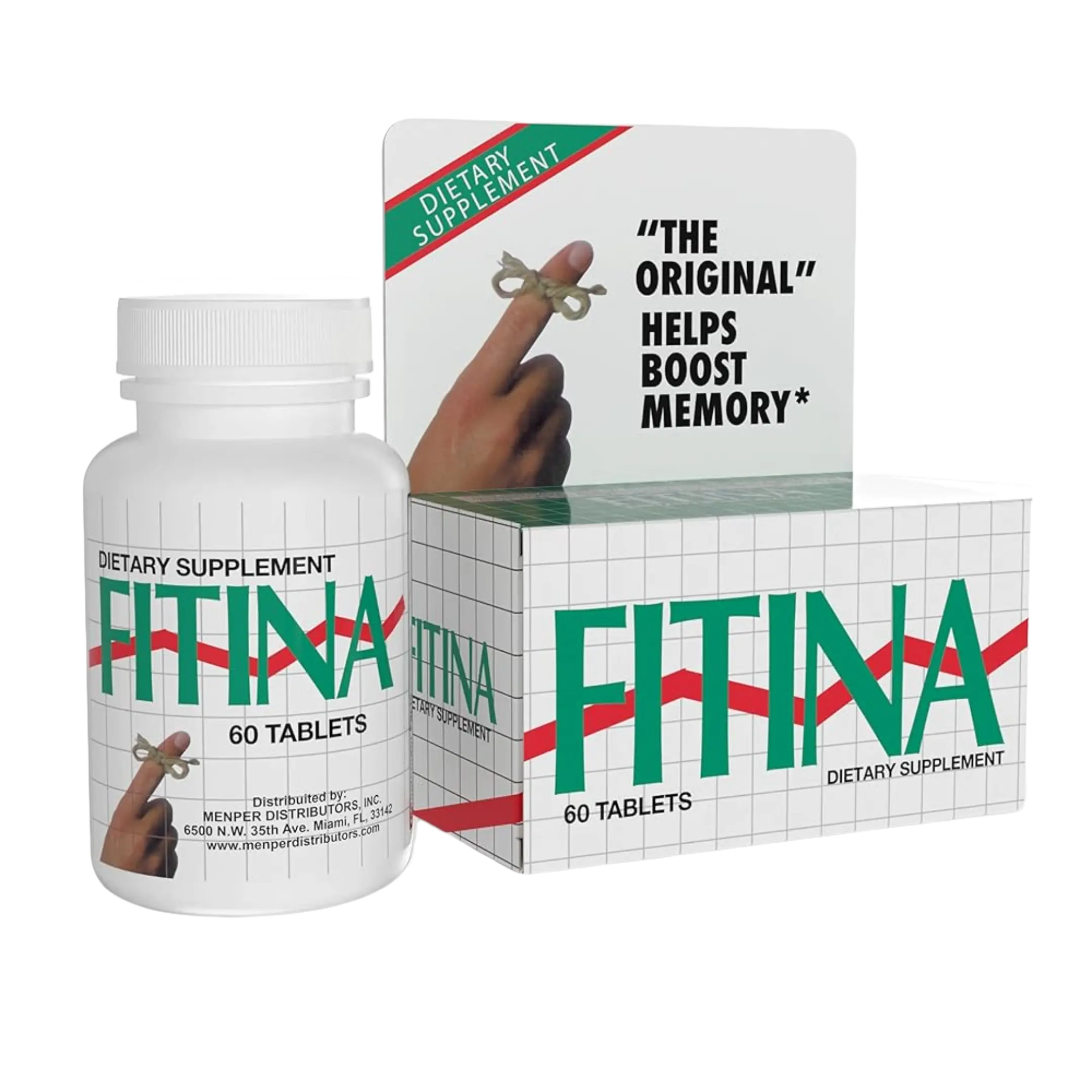 Fitina Dietary Vitamin Supplement - 60-Count Memory Aid Tablets for Adults' Brain Health, Cognitive Support