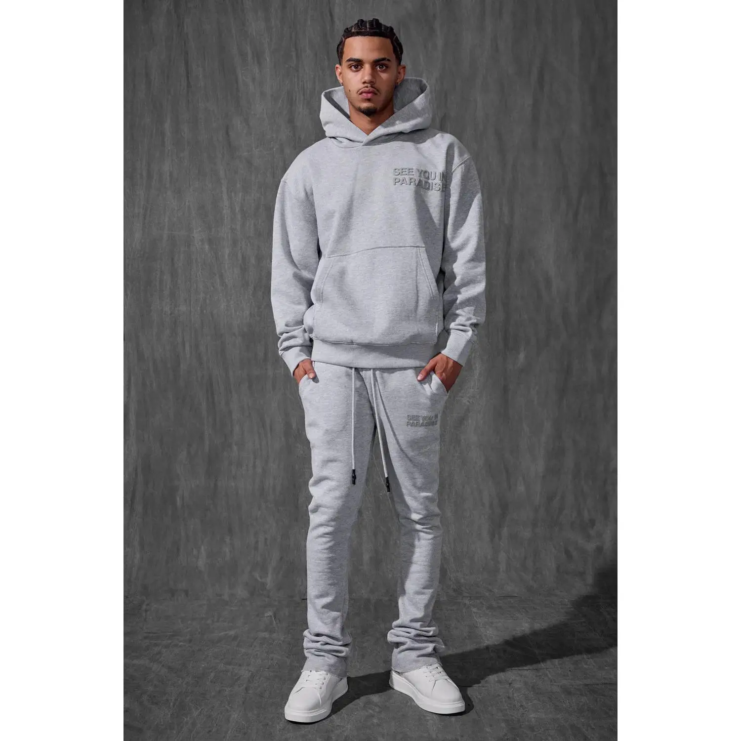 SYIP SWEATSUIT SET STACKED PANTS GREY