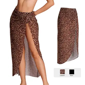 Lilylove Women's High Slit Cover Up Skirt Bathing Suit Bikini Swimsuit Coverup Twist Waist Breathable & Lightweight Sheer Mesh Long Skirt for Summer Ladies Bottoms for Beach Holiday Vacation