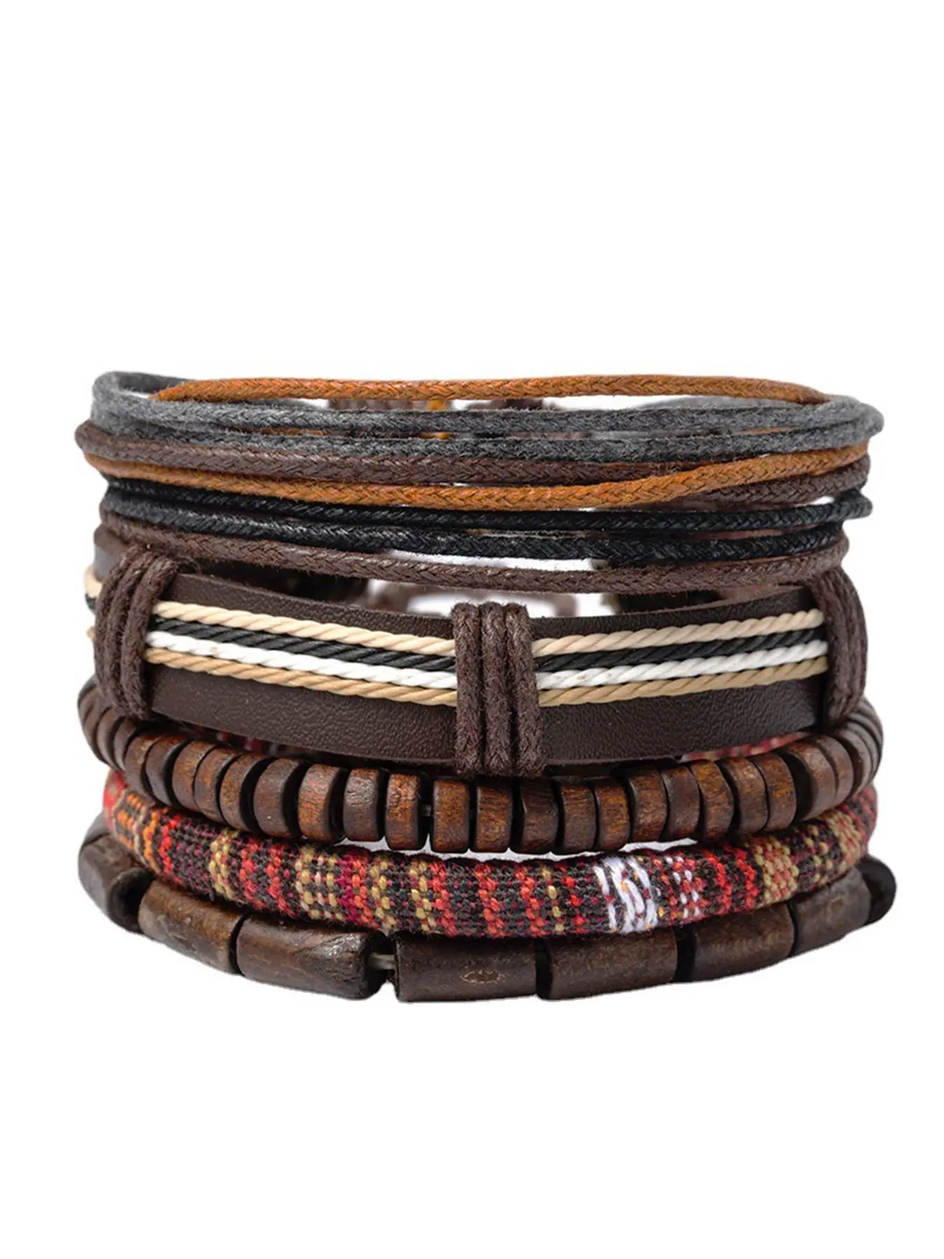 5pcs Boho Style Adjustable Beaded Design & Braided Bracelets, Casual Trendy Vintage Jewelry for Women & Men, Fashion Versatile Accessories for Parties and Clubs, Stackable Bracelets