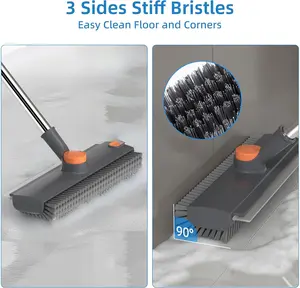 Adjustable Long Handle Floor Scrub Brush – Heavy Duty Bathroom, Tile & Kitchen Cleaning Tool