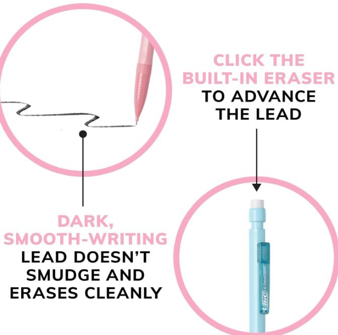 BIC Xtra Smooth Mechanical Pencil with Erasers, 0.7 mm Point, Refillable, 40-Count Pack