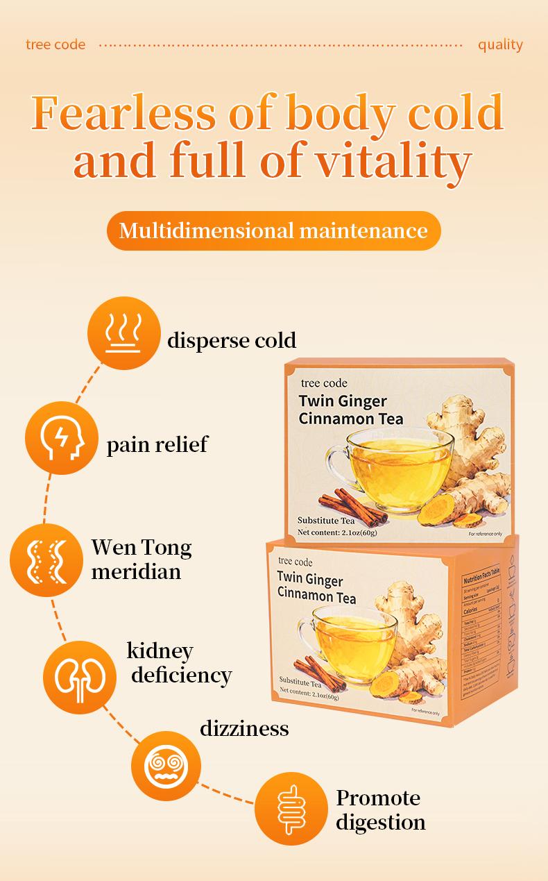 Treecode Twin Ginger Cinnamon Tea: Turmeric, Ginger, Cinnamon. 100% pure natural powder,Wellness Tea. dairy-free, no added sugar. Vegan formula, gluten-free, keto-friendly, caffeine-free. New Year Value Bundle