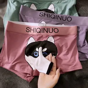 SHIQINUO Funny 3D Dog Men's Boxers Dual Pouch Modal Underwear Novelty Gag Gift for Boyfriend Husband Valentine's Day Cute Animal Print Breathable Bulge Pouch Shorts