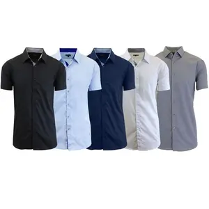 2025 5-Pack Men's Long & Short Sleeve Solid Dress Shirts (Sizes, S-3XL)