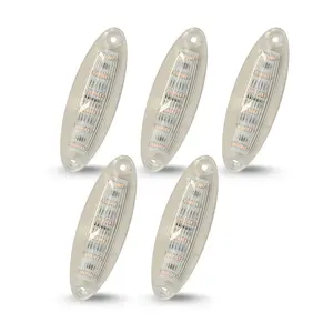 All Star Truck Parts 5pc Amber/Smoke/Clear Lens Yellow 12 LED Top Cab Marker Roof Running Lights Lamps Assembly Replacement for Freightliner Cascadia 2008-2019 Heavy Duty Truck Cab Lights, Flange Mount, 6"x2"