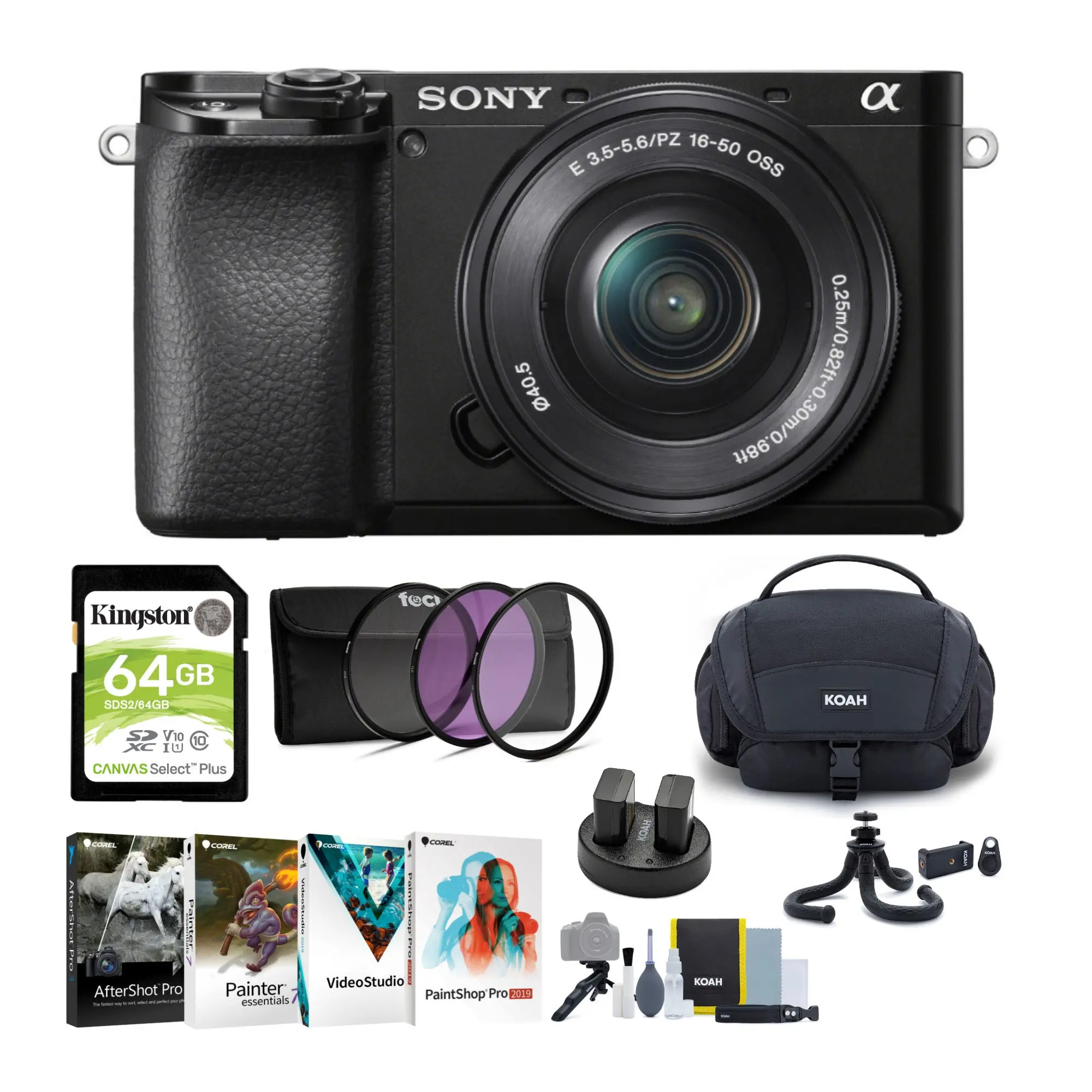 Sony Alpha a6100 APS-C Interchangeable Lens Smart Autofocus Mirrorless Camera Bundle with 16-50mm Lens (Category: Mirrorless Cameras), Interchangeable Lens Mirrorless Cameras