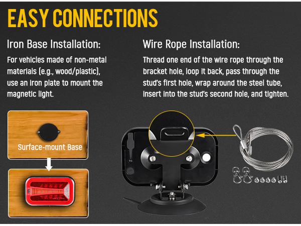 Partsam Wireless LED Trailer Light Kit Portable Magnetic Rectangle Stop Turn Reverse License Towing Tail Lights w Metal Bracket 7 Pin Plug for Trucks Trailers 12 -24V IP67 Waterproof